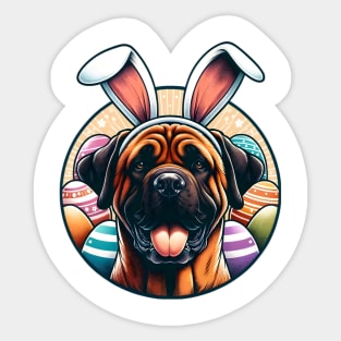 Tosa Inu Celebrates Easter with Family and Joy Sticker